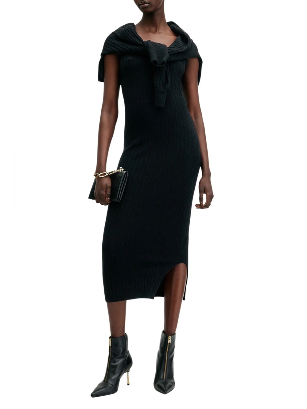 All Saints Margot Wool Blend Dress Black Size Small - Picture 11 of 12